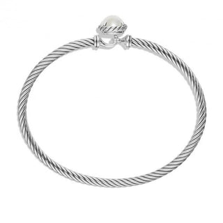 David Yurman Sterling Silver pearl Chatelaine cable bracelet