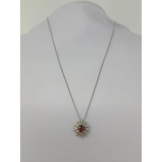 David Yurman Sterling Silver Red Garnet Starburst pendant necklace