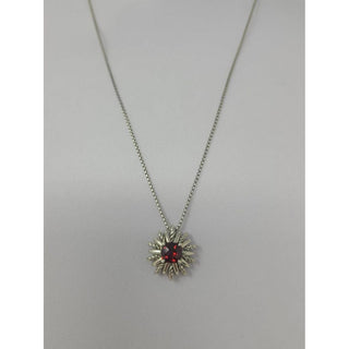 David Yurman Sterling Silver Red Garnet Starburst pendant necklace