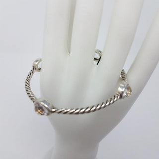 David Yurman Sterling Silver Crystal Quartz stations cable bangle