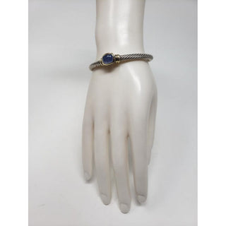 David Yurman Sterling Silver Novless 14k Gold Chaledony cable cuff