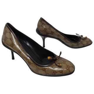 Gucci Brown GG Monogram mid heel pumps 39.5 sz