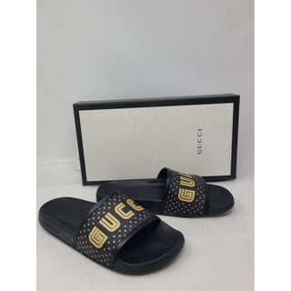 Gucci Double G black rubber pool sandals, 37 EU
