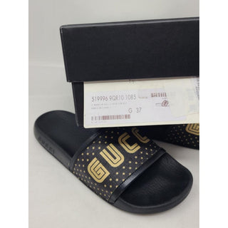 Gucci Double G black rubber pool sandals, 37 EU