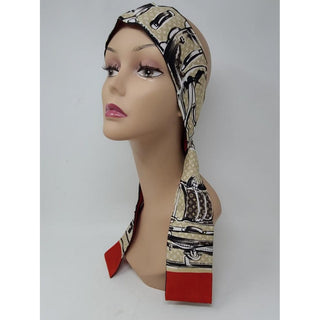 Louis Vuitton Red Beige Multicolor LV Monogram Silk Bandeau