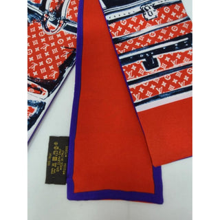 Louis Vuitton red multicolor LV Monogram Trunks and Bags Silk Bandeau