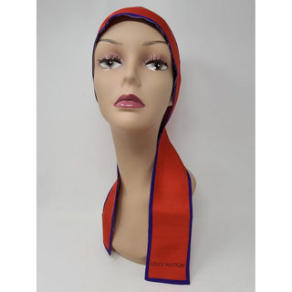 Louis Vuitton red multicolor LV Monogram Trunks and Bags Silk Bandeau