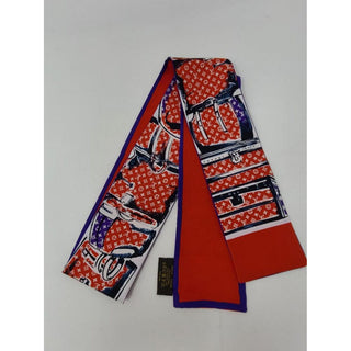 Louis Vuitton red multicolor LV Monogram Trunks and Bags Silk Bandeau