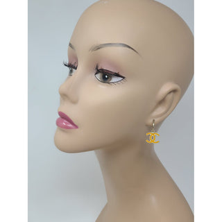 Chanel Silver-tone Orange Enamel Interlocking CC Charm earrings