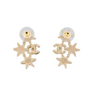 Chanel Gold-tone Crystal Embellished CC Logo Earrings