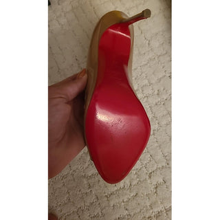 Christian Louboutin Beige Patent Leather Ankle Boots 40 EU