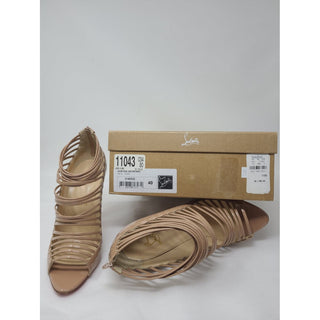Christian Louboutin Beige Patent Leather Ankle Boots 40 EU