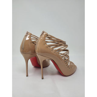 Christian Louboutin Beige Patent Leather Ankle Boots 40 EU