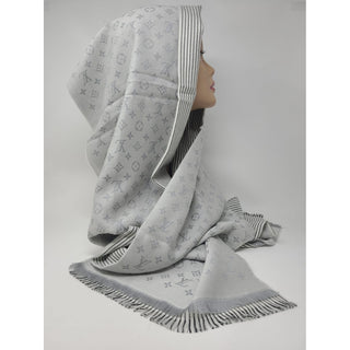 Louis Vuitton Grey LV Monogram wool oversized scarf