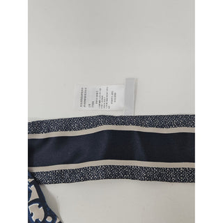 Christian Dior Blue Ivory Mitzah Dior Oblique silk twilly scarf