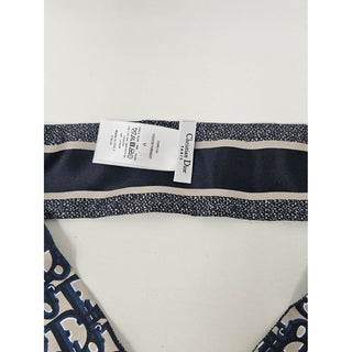 Christian Dior Blue Ivory Mitzah Dior Oblique silk twilly scarf