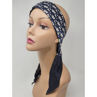 Christian Dior Blue Ivory Mitzah Dior Oblique silk twilly scarf