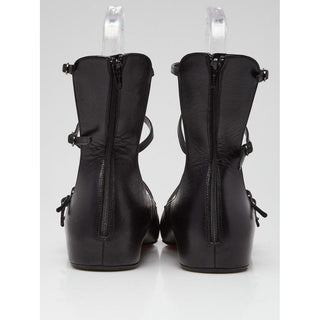 Christian Louboutin black leather strappy pointed-toe flats 39.5 EU