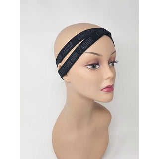 Christian Dior Black Elastic J'Adior Monogram Headband M sz