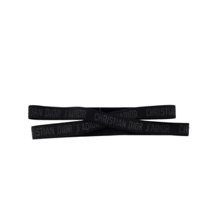 Christian Dior Black Elastic J'Adior Monogram Headband M sz