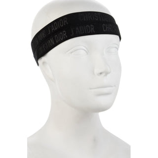 Christian Dior Black Elastic J'Adior Monogram Headband M sz