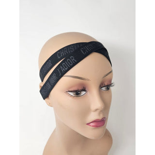 Christian Dior Black Elastic J'Adior Monogram Headband M sz