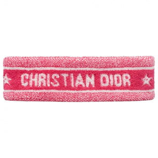 Christian Dior Pink White Monogram Printed Elastic Headband S sz