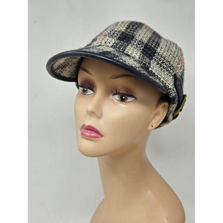 Burberry Grey Multicolor Check Print Newsboy Hat M sz