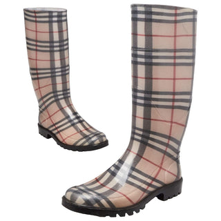 Burberry Beige multicolor Nova Check Print rainboots 37 sz