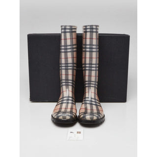 Burberry Beige multicolor Nova Check Print rainboots 37 sz