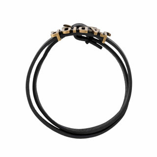 Christian Dior Black Leather J'Adior Gold-tone Charm Wrap Bracelet