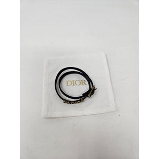 Christian Dior Black Leather J'Adior Gold-tone Charm Wrap Bracelet