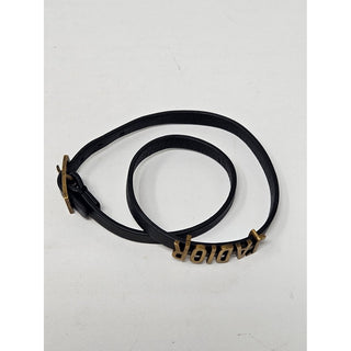 Christian Dior Black Leather J'Adior Gold-tone Charm Wrap Bracelet