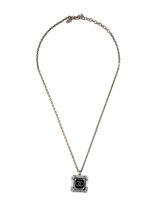 Chanel Black resin Crystal Interlocking CC Cube Pendant Necklace