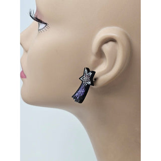 Chanel Glitter Crystal Embellished Interlocking CC Star Earrings