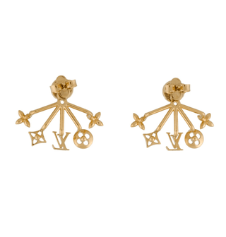 Louis Vuitton Gold-tone Faux Pearl LV Logo Cruiser Earrings