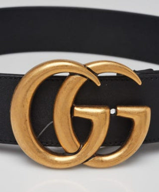 Gucci Black Smooth Leather Double G Belt 65/26