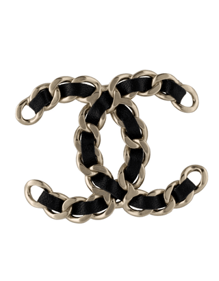 Cute Chanel Gold-tone 2019 Leather Woven Interlocking CC Brooch