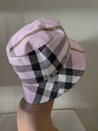 Burberry Pink multicolor Plaid print bucket hat