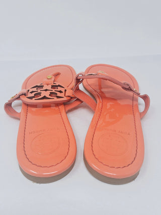 Tory Burch orange patent leather Reva thong sandals 9.5 US