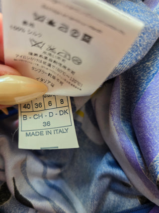 Emilio Pucci Purple Multicolor long-sleeved printed dress 40 sz