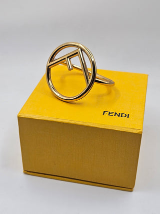 Fendi Gold-tone F Is Fendi Hinged Bangle Bracelet