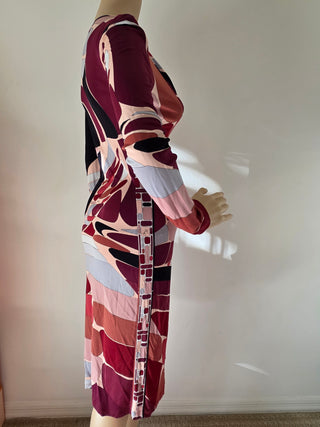 Emilio Pucci Brown Res Printed Midi Length Dress 40 sz
