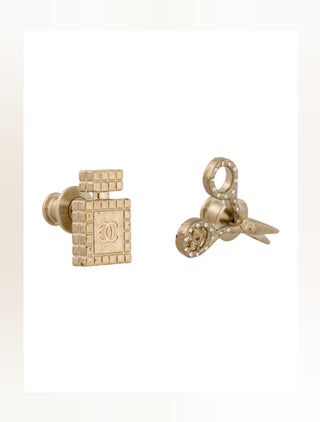 Chanel Gold-tone 2022 Strass CC Scissors Bottle Pin Set