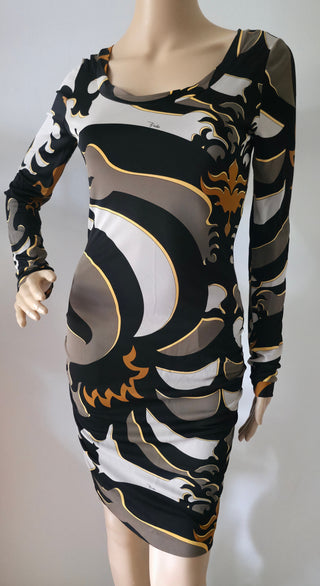 Emilio Pucci Brown Multicolor Signature Printed Mini Dress