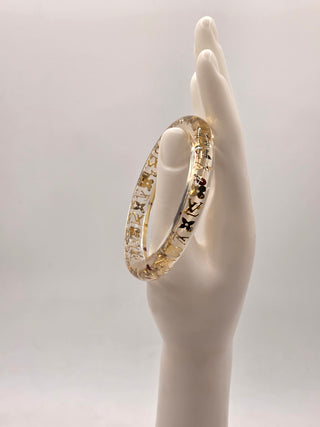 Louis Vuitton Clear Gold-tone Crystal Resin Inclusion Bangle