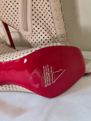 Christian Louboutin Beige perforated leather Gladiator boots 39.5 sz