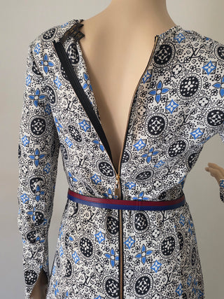 Louis Vuitton Black multicolor LV Monogram 2016 Midi Belted Dress XS | US2, FR34