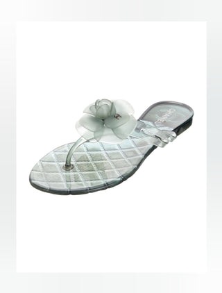 Chanel Blue Interlocking CC Logo Rubber Flip Flops IT 40