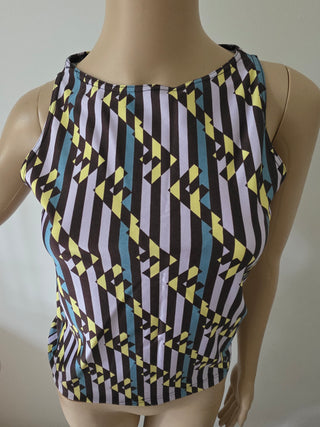 Fendi Purple Multicolor FF Zucca print sleeveless top 42 sz